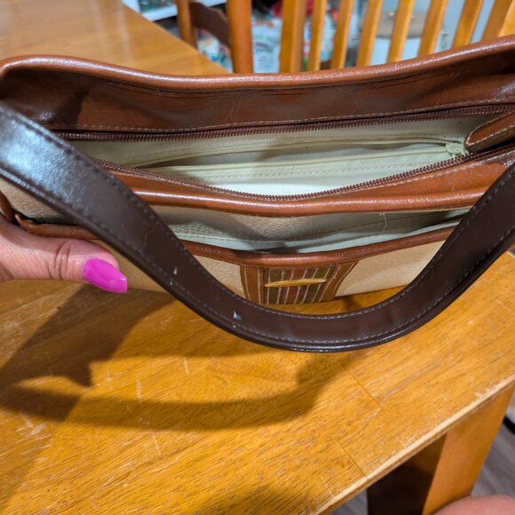 VINTAGE CARRYLAND SHOULDER BAG COLOR BROWN & CREAM - Picture 4 of 5
